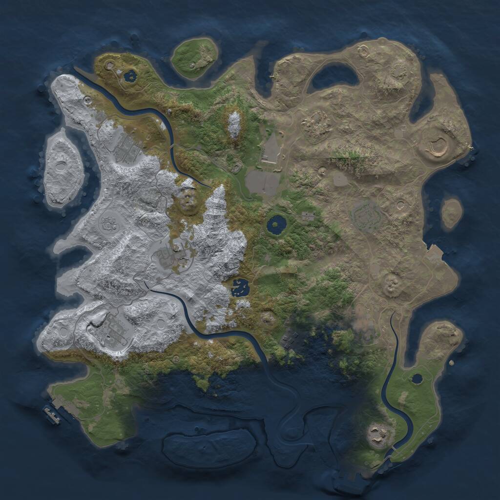 Rust Map: Procedural Map, Size: 3950, Seed: 143314874, 17 Monuments