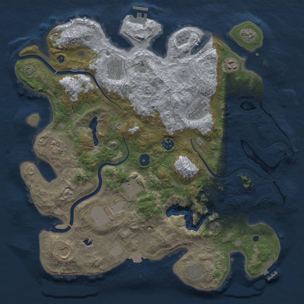 Rust Map: Procedural Map, Size: 4000, Seed: 1875871970, 16 Monuments