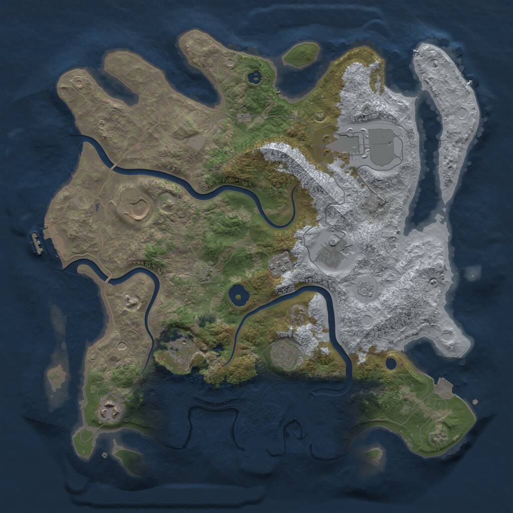 Rust Map: Procedural Map, Size: 3700, Seed: 449080249, 13 Monuments