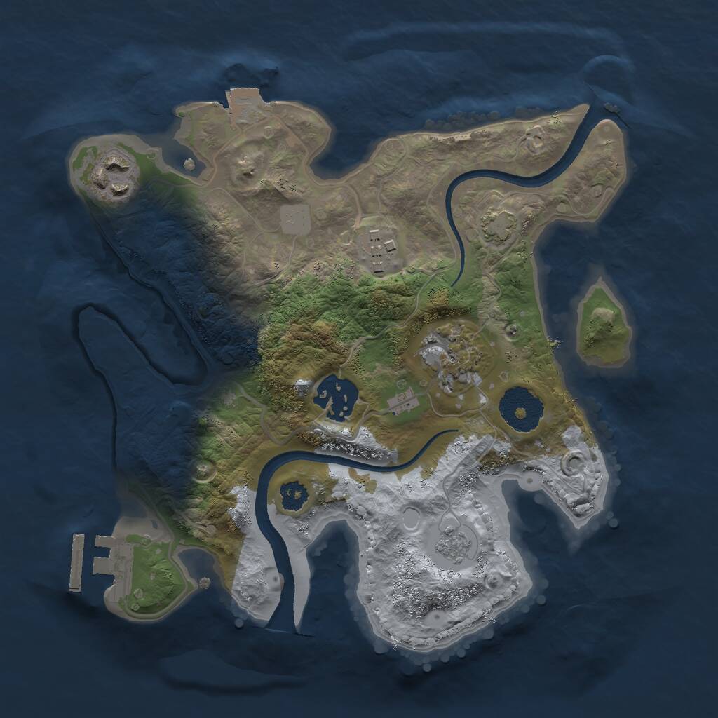 Rust Map: Procedural Map, Size: 2500, Seed: 91612, 8 Monuments