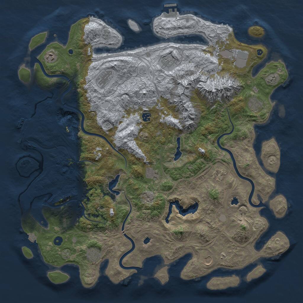 Rust Map: Procedural Map, Size: 5000, Seed: 1737378502, 17 Monuments