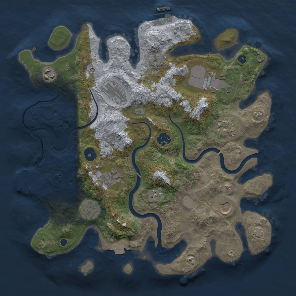 Rust Map: Procedural Map, Size: 3500, Seed: 92288574, 14 Monuments