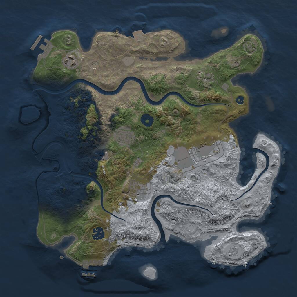 Rust Map: Procedural Map, Size: 3500, Seed: 1693865060, 13 Monuments