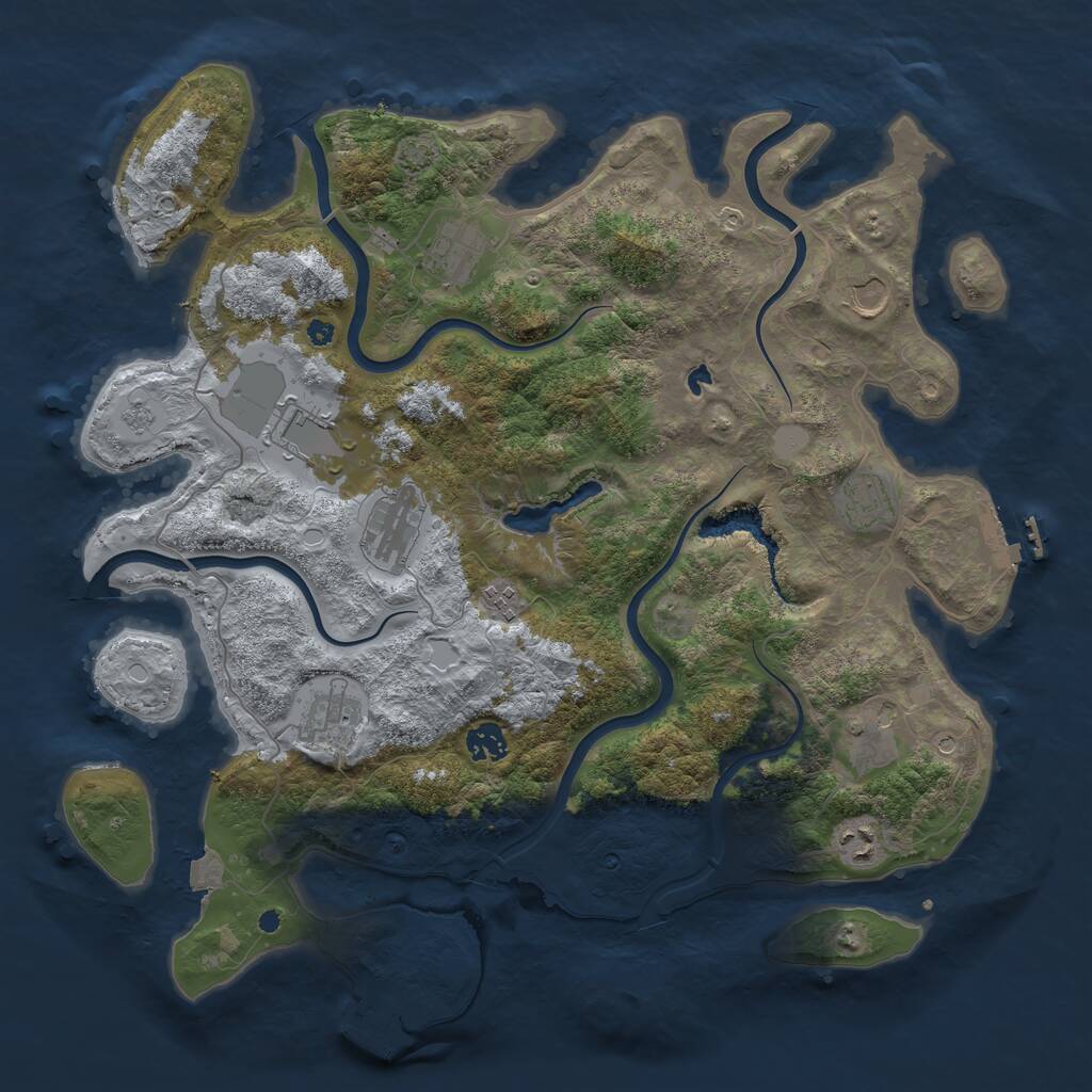 Rust Map: Procedural Map, Size: 4096, Seed: 8147219, 16 Monuments