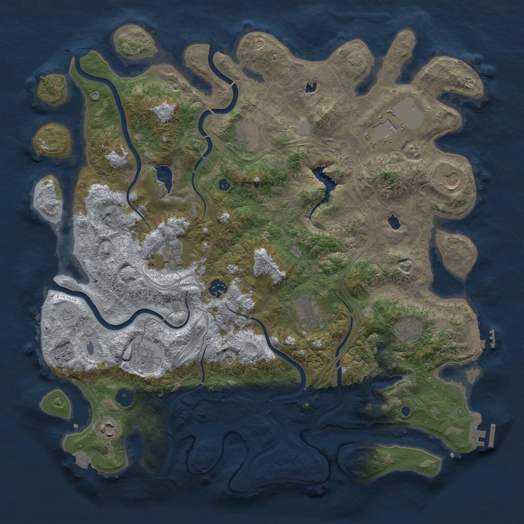 Rust Map: Procedural Map, Size: 4500, Seed: 489835676, 16 Monuments
