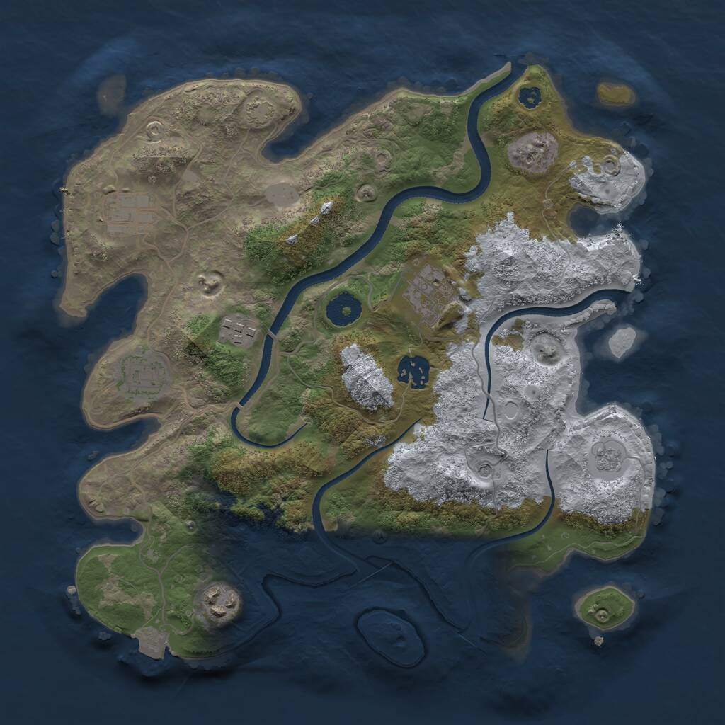 Rust Map: Procedural Map, Size: 3250, Seed: 1927608812, 10 Monuments