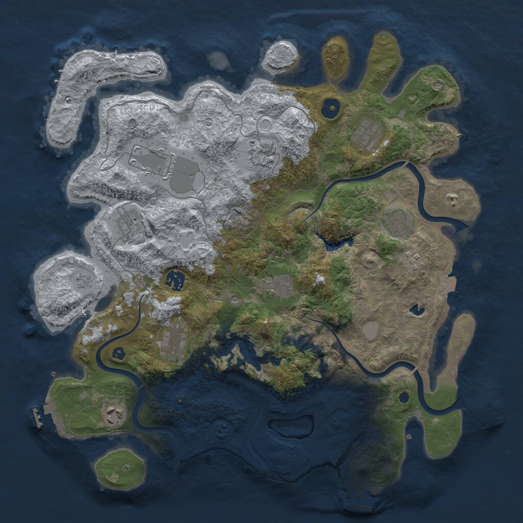 Rust Map: Procedural Map, Size: 4000, Seed: 1351413582, 16 Monuments