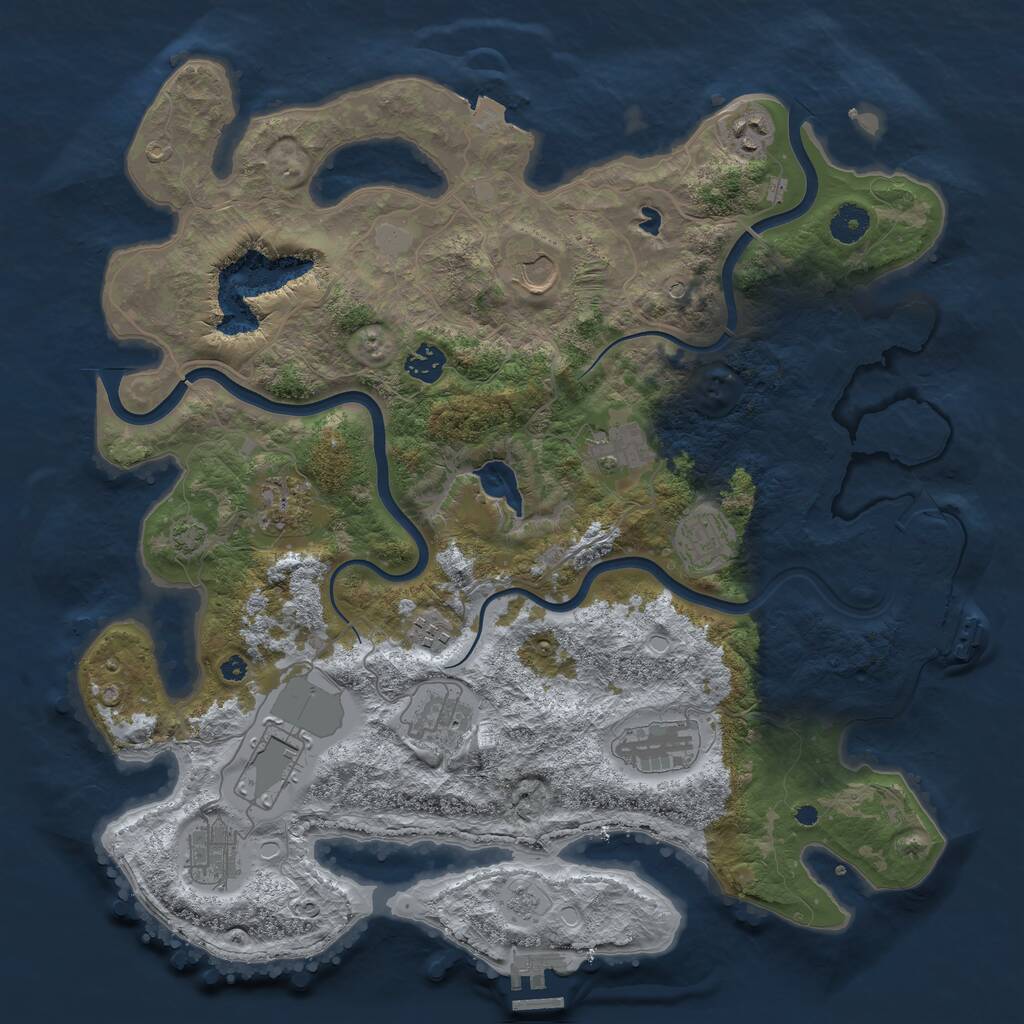 Rust Map: Procedural Map, Size: 4000, Seed: 795116877, 17 Monuments