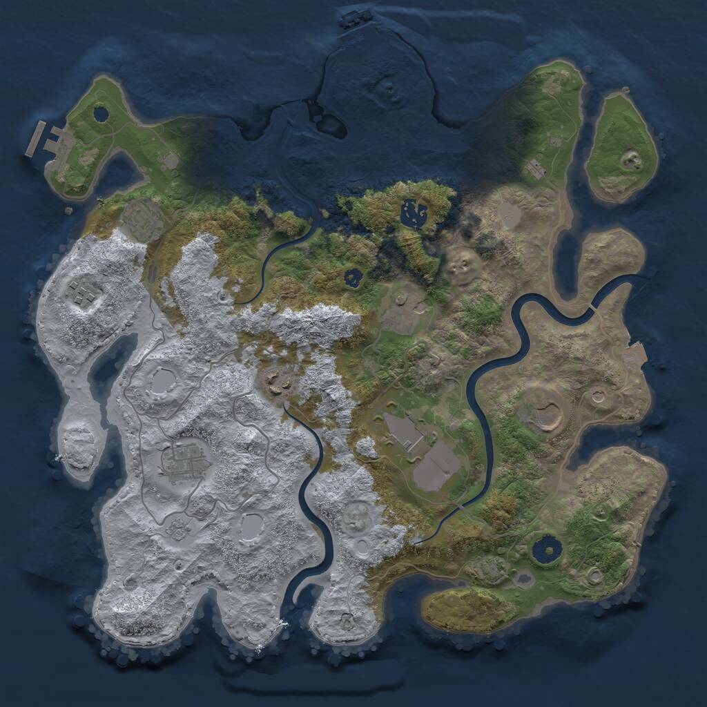 Rust Map: Procedural Map, Size: 3750, Seed: 1656181882, 14 Monuments