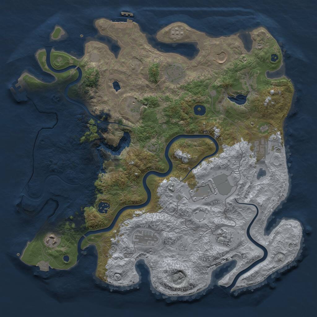 Rust Map: Procedural Map, Size: 4050, Seed: 227401325, 16 Monuments