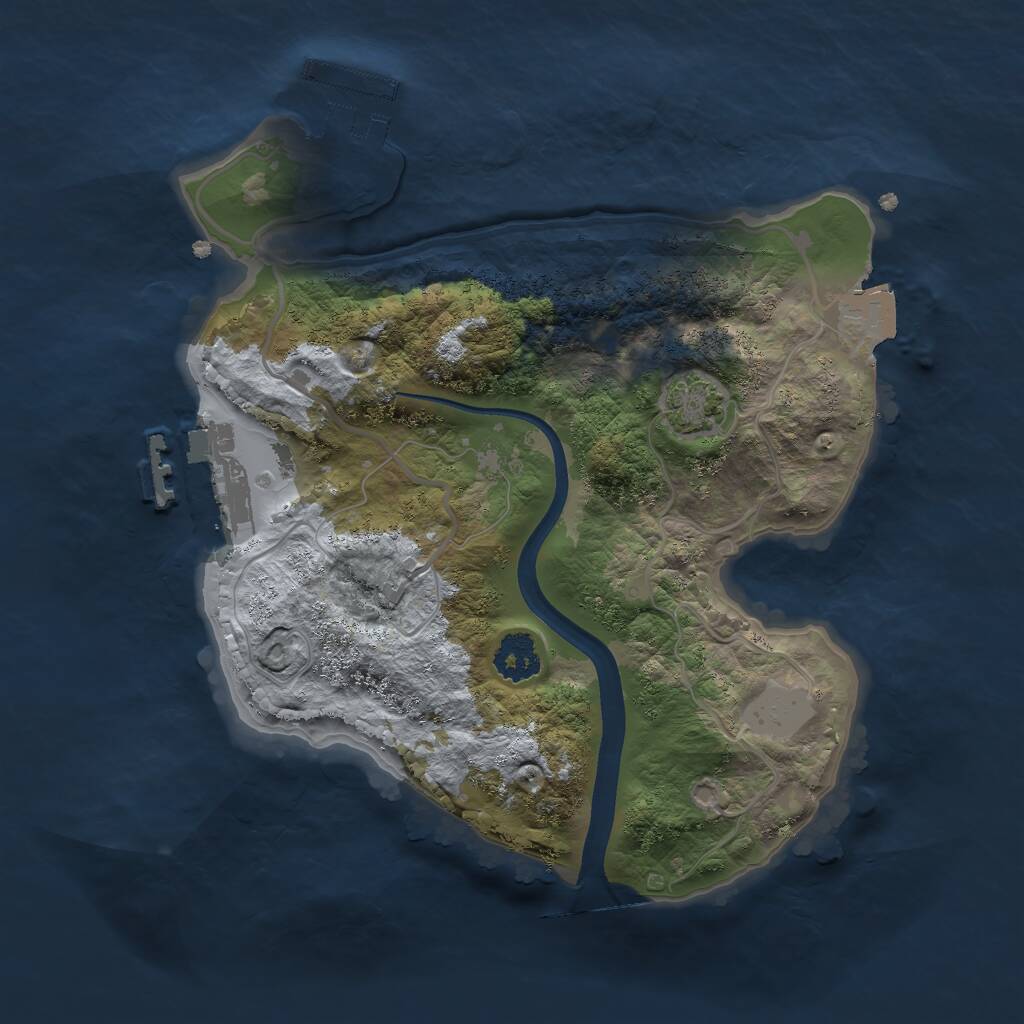 Rust Map: Procedural Map, Size: 2200, Seed: 25555, 4 Monuments
