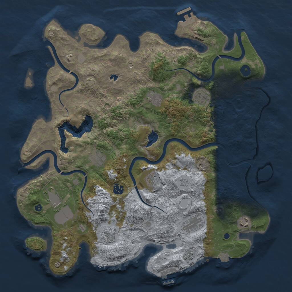 Rust Map: Procedural Map, Size: 4050, Seed: 1656672200, 16 Monuments