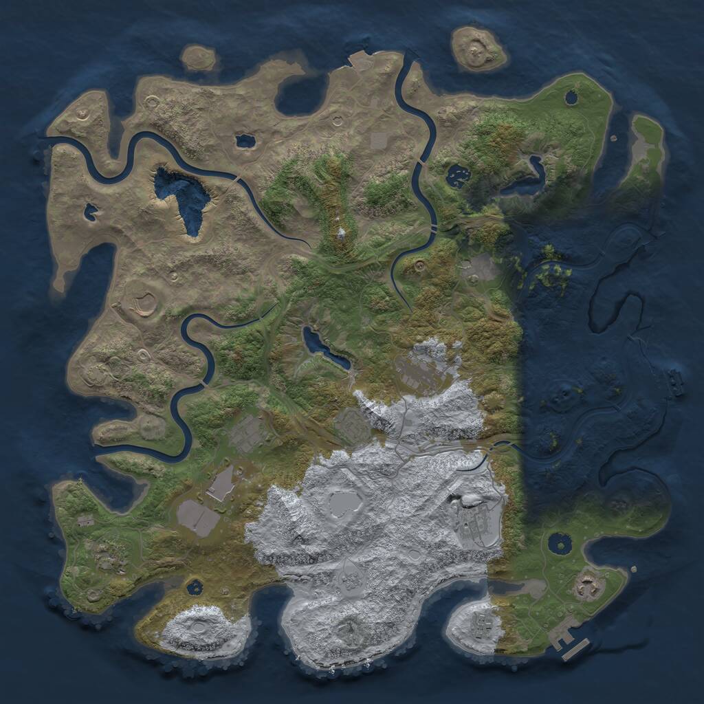 Rust Map: Procedural Map, Size: 4500, Seed: 1323620670, 17 Monuments