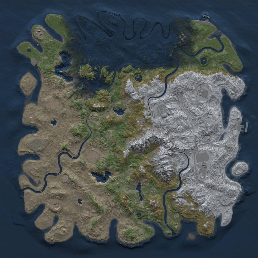 Rust Map: Procedural Map, Size: 5400, Seed: 672116583, 17 Monuments