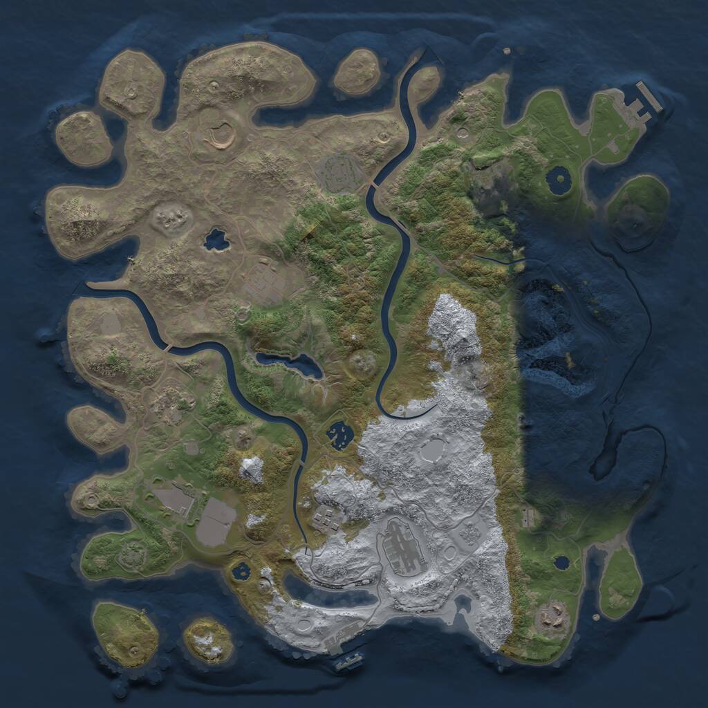 Rust Map: Procedural Map, Size: 4000, Seed: 1121684785, 16 Monuments
