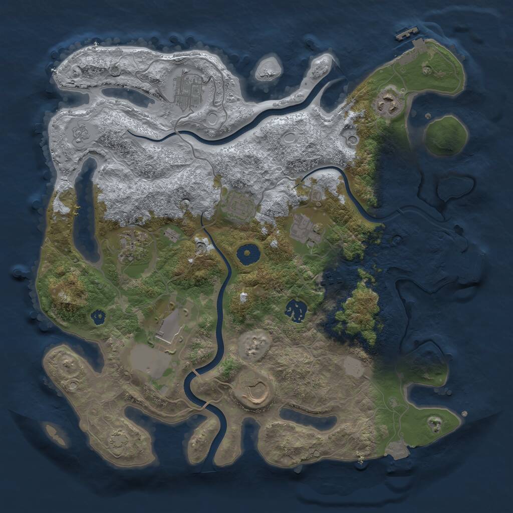 Rust Map: Procedural Map, Size: 3500, Seed: 13255, 15 Monuments
