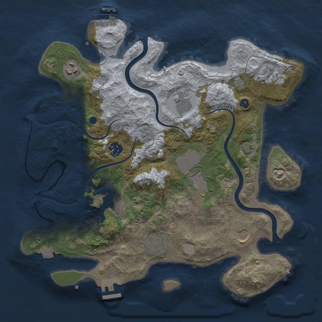 Rust Map: Procedural Map, Size: 3500, Seed: 718404560, 15 Monuments