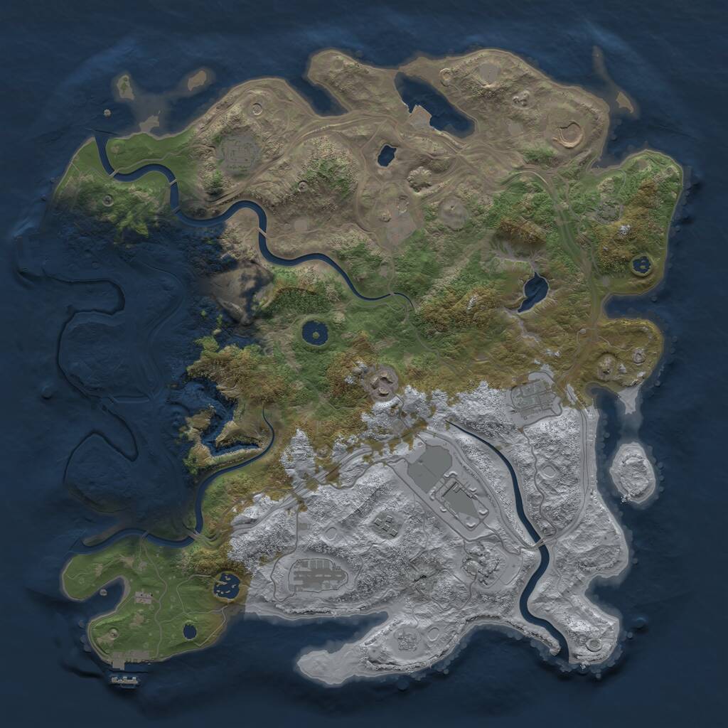 Rust Map: Procedural Map, Size: 4250, Seed: 1203294608, 17 Monuments