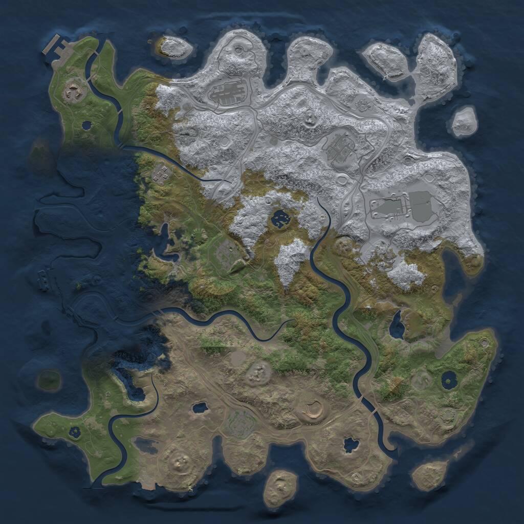 Rust Map: Procedural Map, Size: 4500, Seed: 11649, 16 Monuments