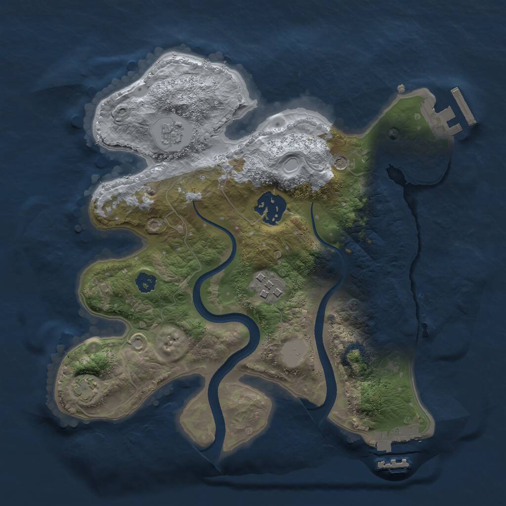 Rust Map: Procedural Map, Size: 2500, Seed: 263414, 8 Monuments