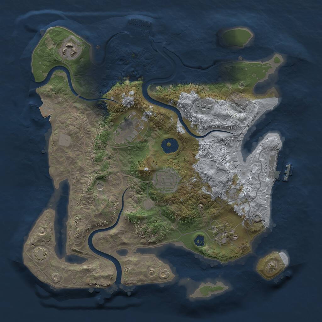 Rust Map: Procedural Map, Size: 3000, Seed: 46747, 10 Monuments