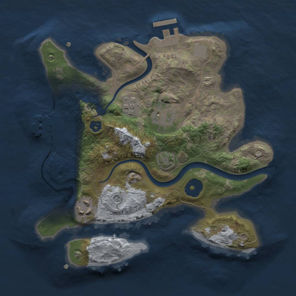 Rust Map: Procedural Map, Size: 2500, Seed: 2388, 8 Monuments