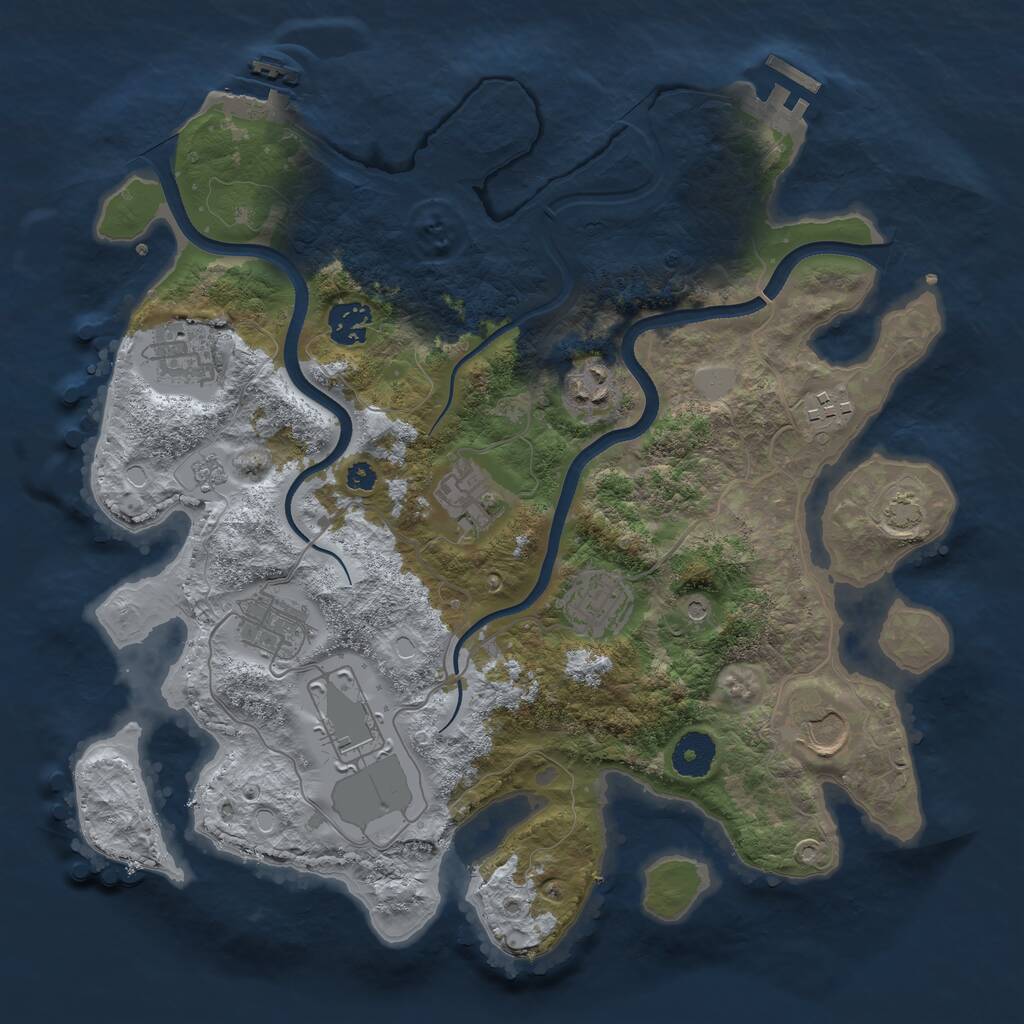 Rust Map: Procedural Map, Size: 3500, Seed: 1197581292, 15 Monuments