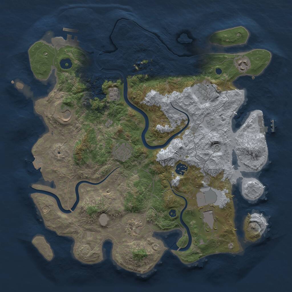 Rust Map: Procedural Map, Size: 3750, Seed: 23921, 14 Monuments