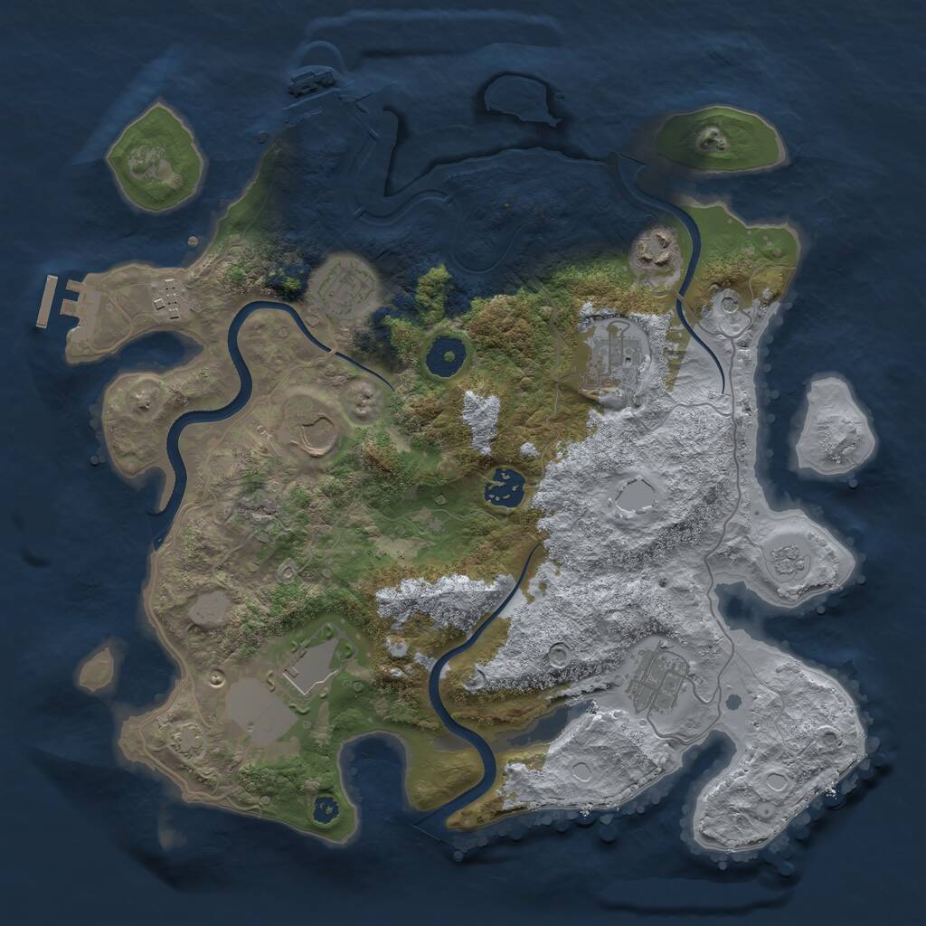 Rust Map: Procedural Map, Size: 3500, Seed: 1075853770, 14 Monuments