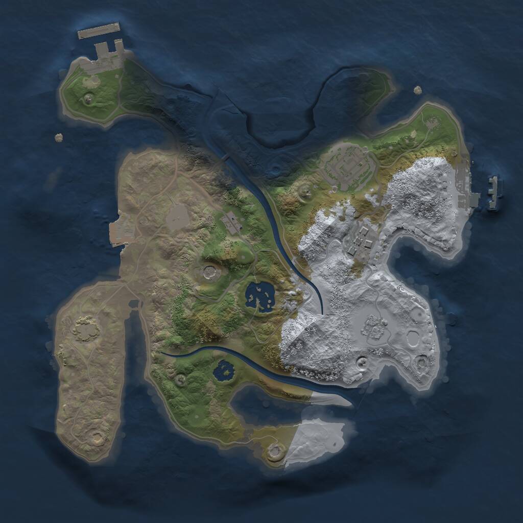 Rust Map: Procedural Map, Size: 2500, Seed: 1716264256, 9 Monuments