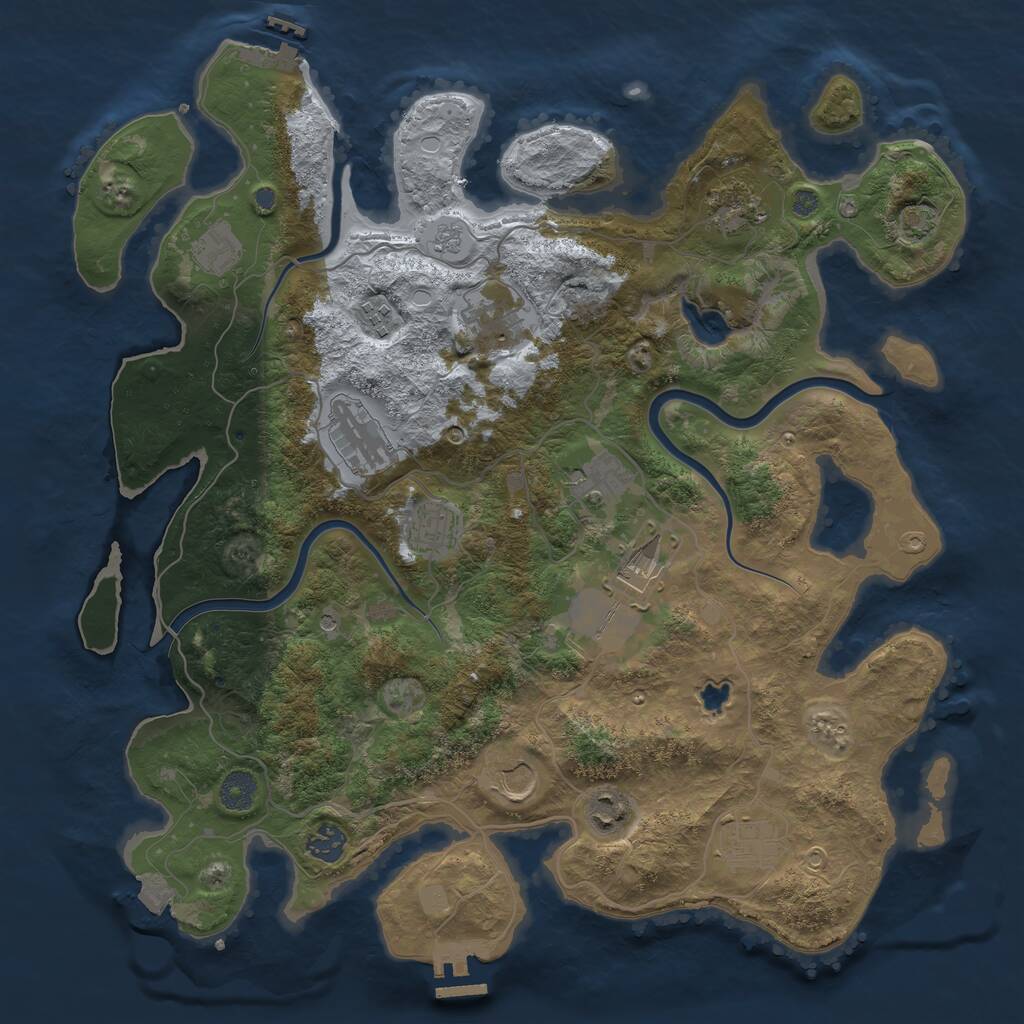 Rust Map: Procedural Map, Size: 4000, Seed: 23798, 19 Monuments