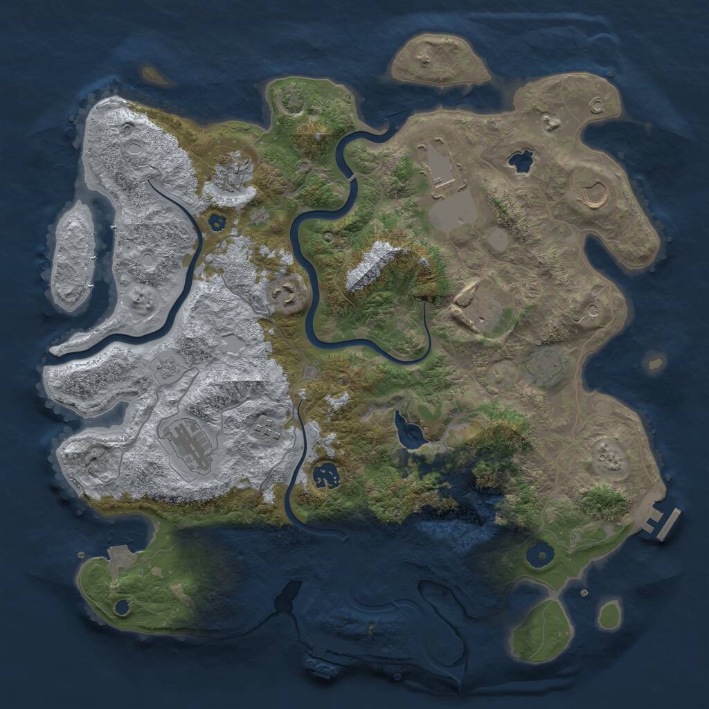 Rust Map: Procedural Map, Size: 4000, Seed: 1239039802, 15 Monuments