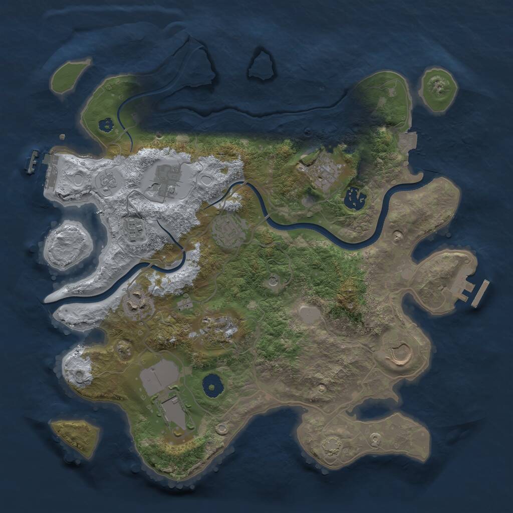 Rust Map: Procedural Map, Size: 3500, Seed: 54111750, 15 Monuments