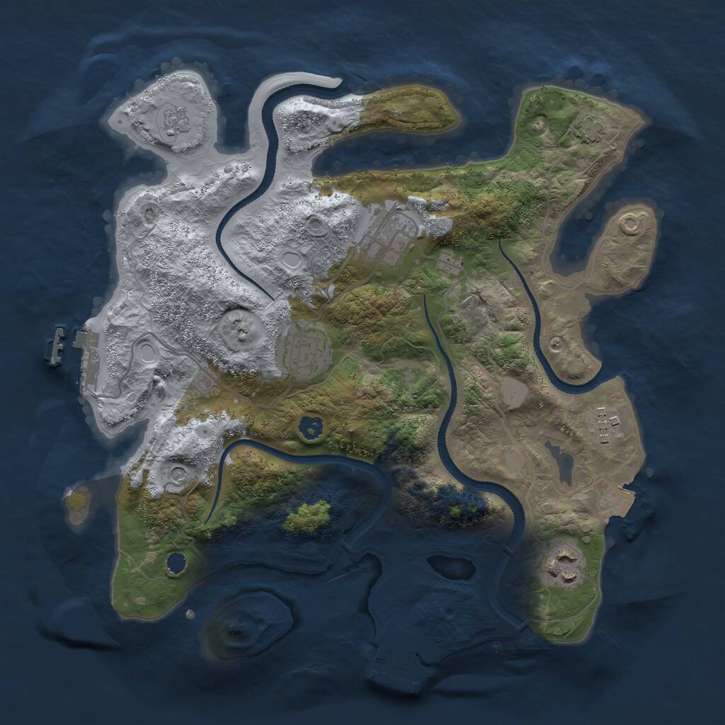Rust Map: Procedural Map, Size: 3000, Seed: 18500, 10 Monuments