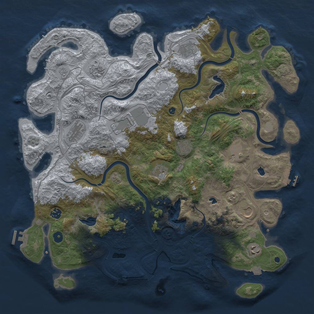 Rust Map: Procedural Map, Size: 4500, Seed: 1079737872, 17 Monuments
