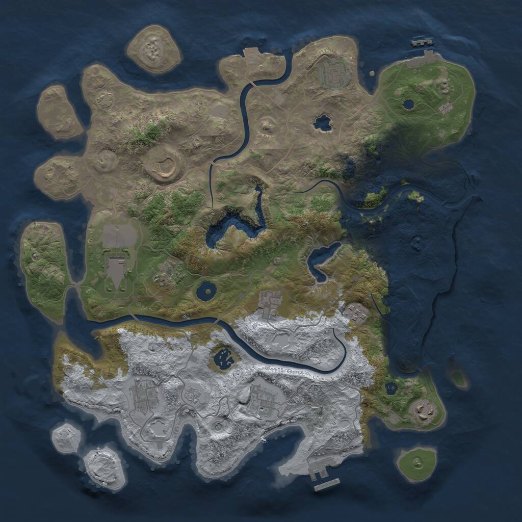 Rust Map: Procedural Map, Size: 4000, Seed: 68446, 16 Monuments