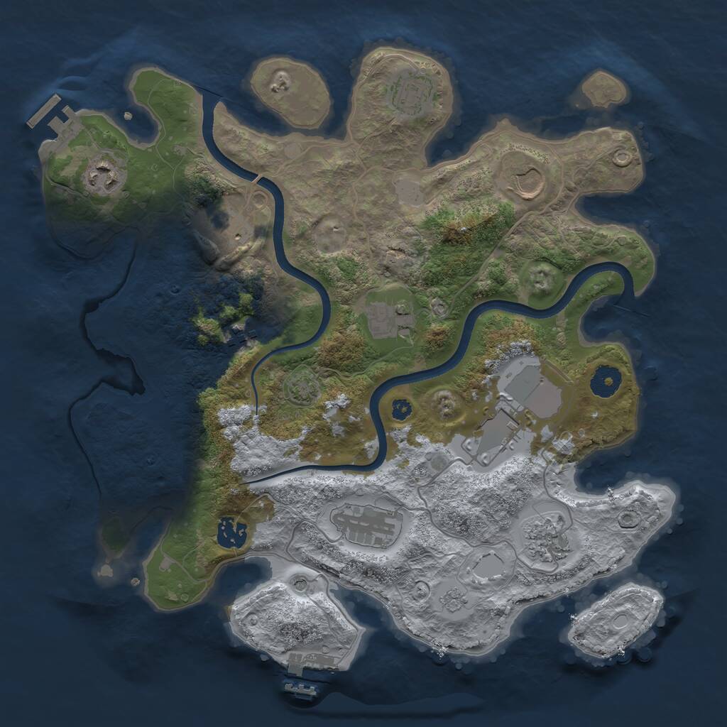 Rust Map: Procedural Map, Size: 3500, Seed: 229570732, 16 Monuments