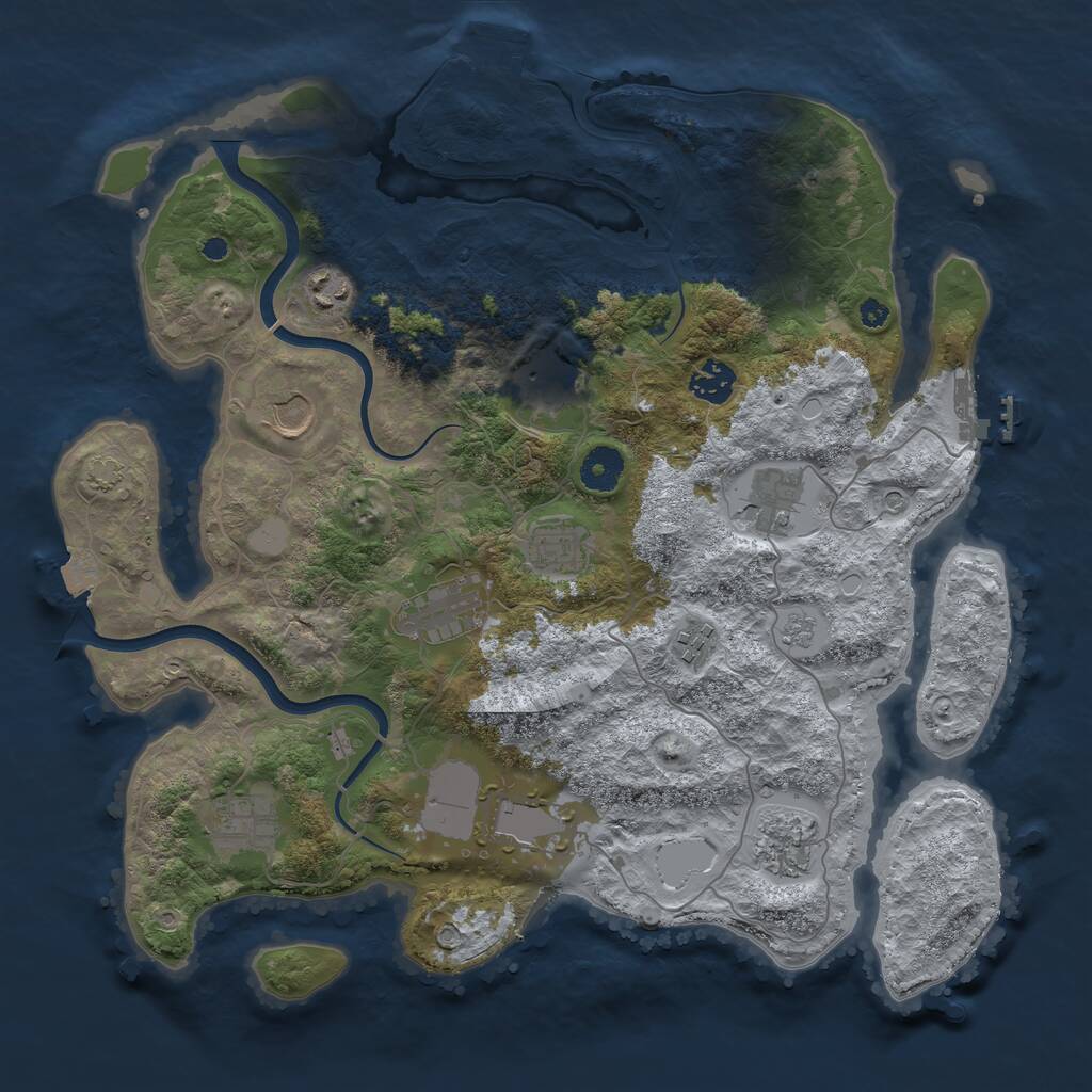 Rust Map: Procedural Map, Size: 3750, Seed: 1012158327, 17 Monuments