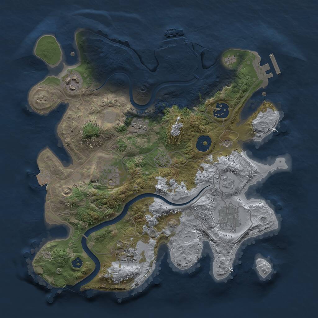 Rust Map: Procedural Map, Size: 3000, Seed: 91825, 12 Monuments