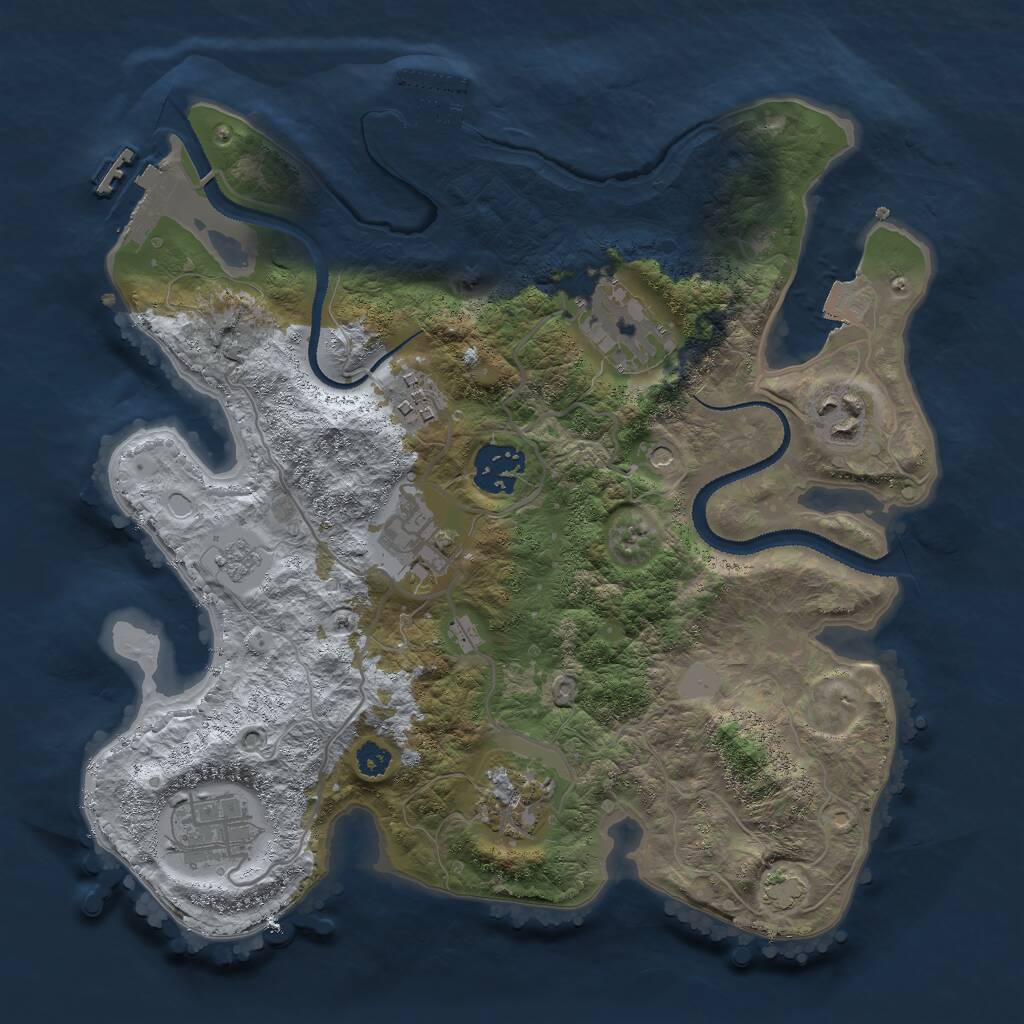 Rust Map: Procedural Map, Size: 3000, Seed: 2084937049, 13 Monuments