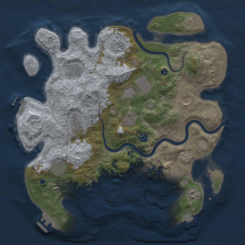 Rust Map: Procedural Map, Size: 3700, Seed: 745171683, 17 Monuments
