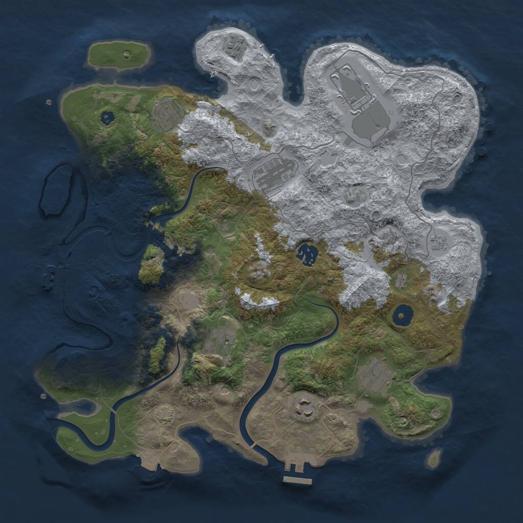 Rust Map: Procedural Map, Size: 3700, Seed: 2098067561, 15 Monuments