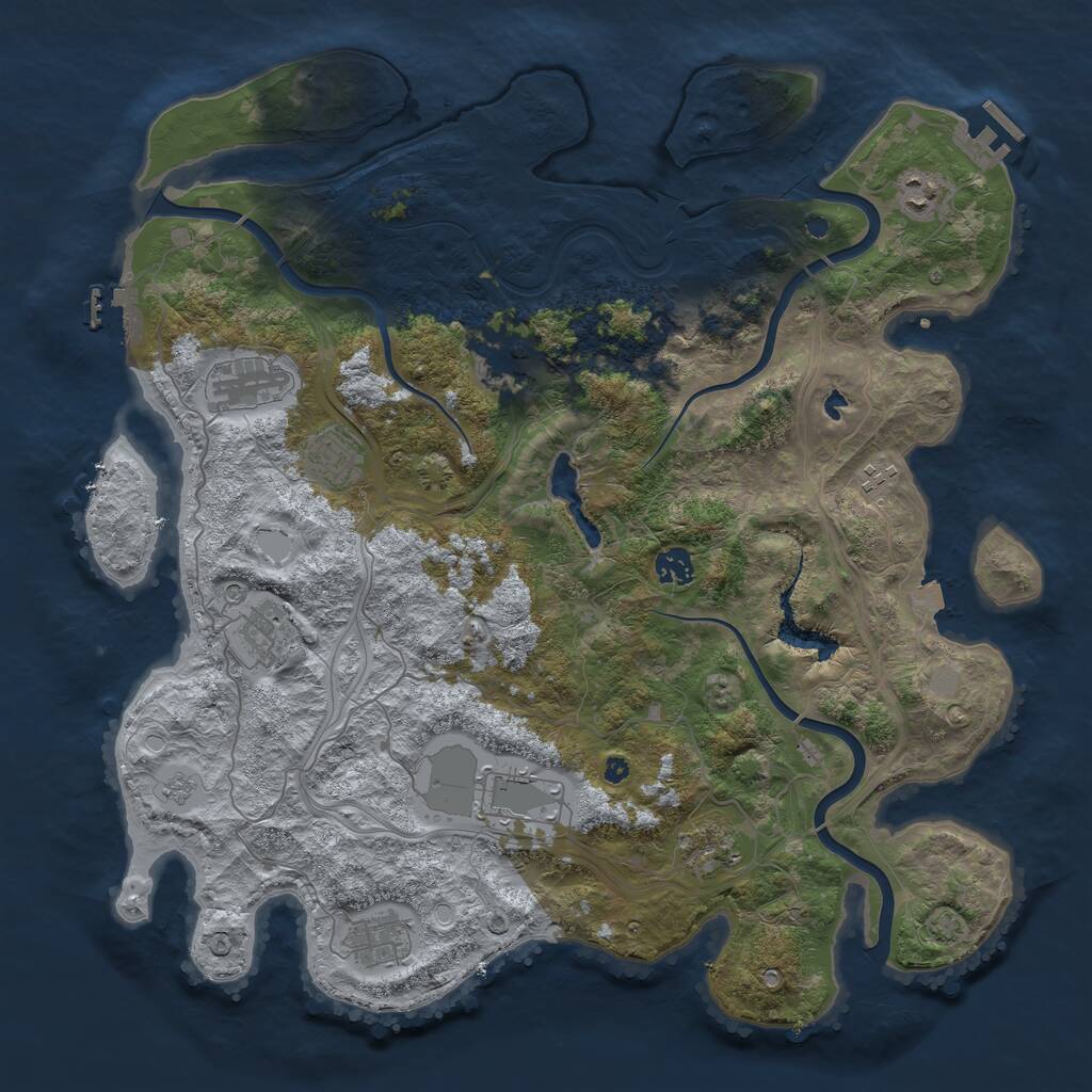 Rust Map: Procedural Map, Size: 4250, Seed: 1145654116, 16 Monuments