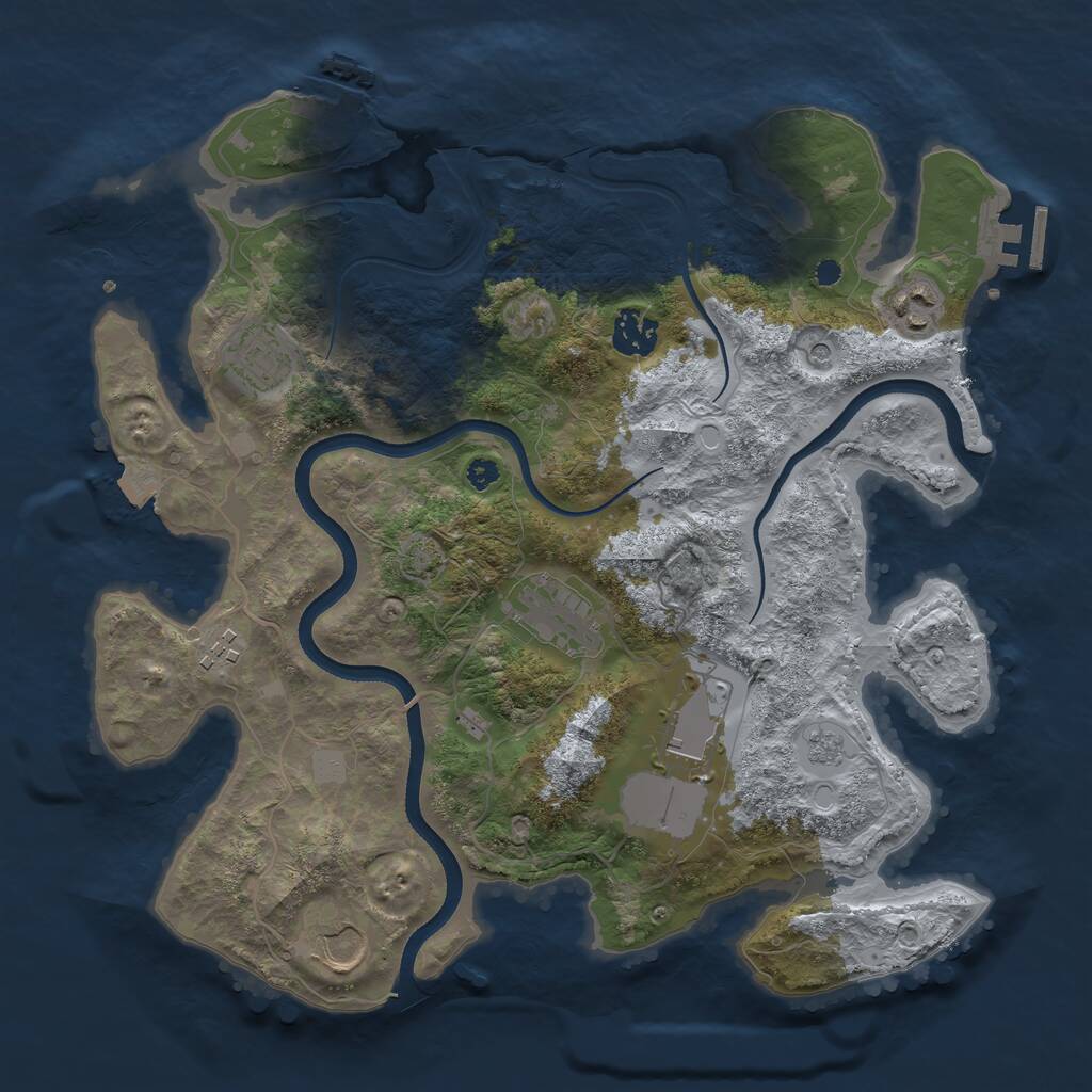 Rust Map: Procedural Map, Size: 3500, Seed: 421702987, 13 Monuments