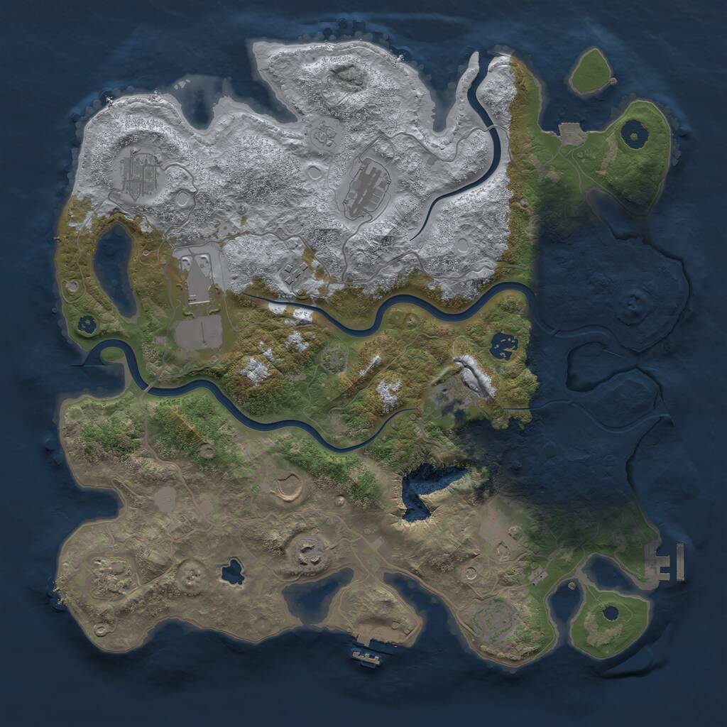 Rust Map: Procedural Map, Size: 4000, Seed: 915853597, 17 Monuments
