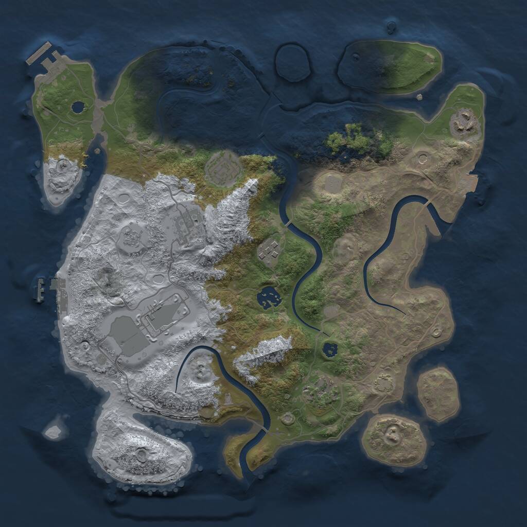 Rust Map: Procedural Map, Size: 3500, Seed: 1114058279, 13 Monuments