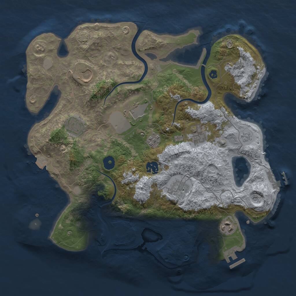 Rust Map: Procedural Map, Size: 3500, Seed: 851367947, 15 Monuments