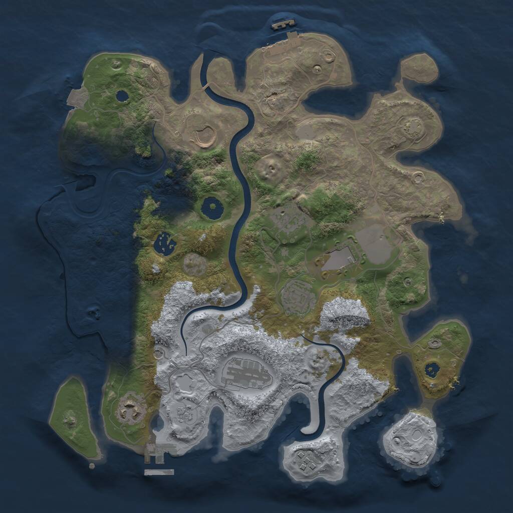 Rust Map: Procedural Map, Size: 3500, Seed: 1022276652, 14 Monuments