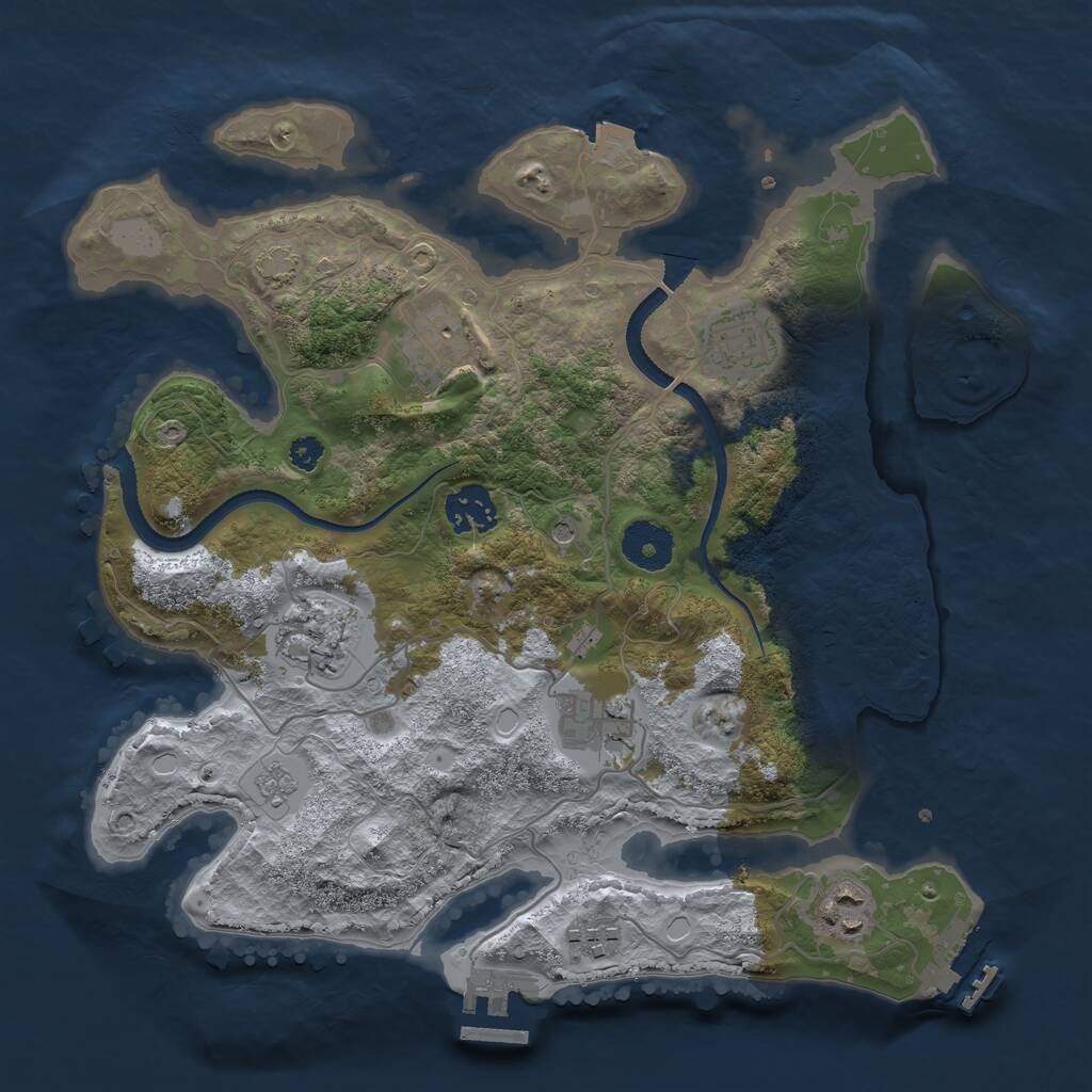 Rust Map: Procedural Map, Size: 3250, Seed: 1099570489, 13 Monuments