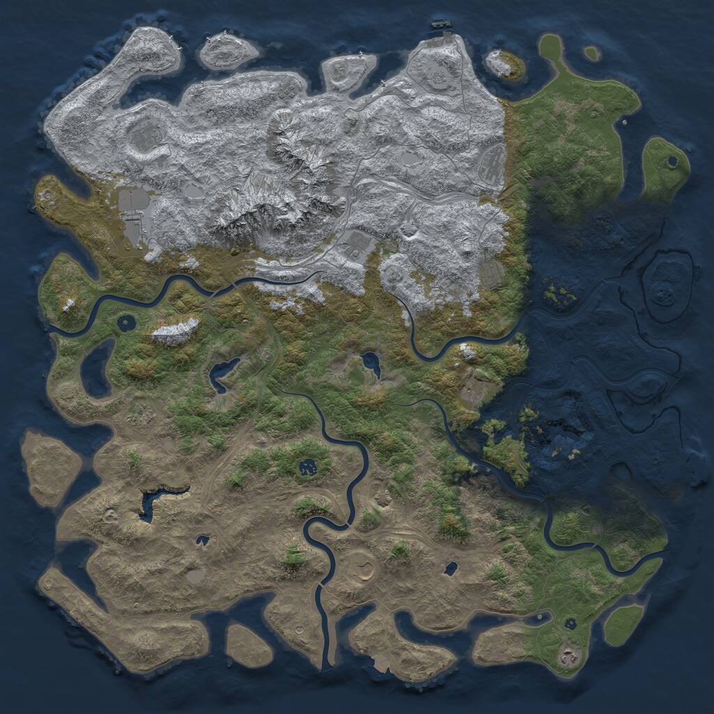 Rust Map: Procedural Map, Size: 6000, Seed: 1166142245, 17 Monuments